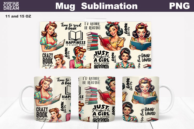 Housewife Book Mug Sublimation | Book Lover Mug Wrap