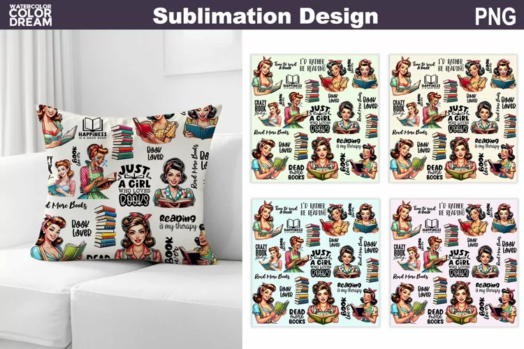 Housewife Book Pillow Design | Retro Housewife Sublimation