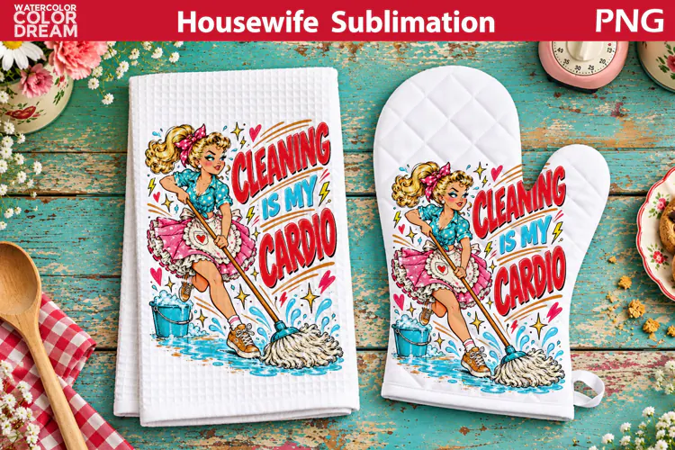 Cleaning Is My Cardio | Funny Housewife Sublimation Towel