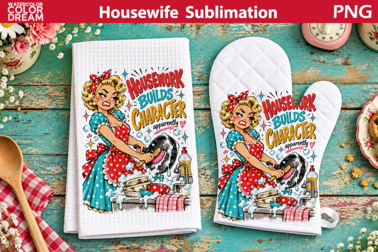 Funny Housewife Towel | Retro Housewife Sublimation