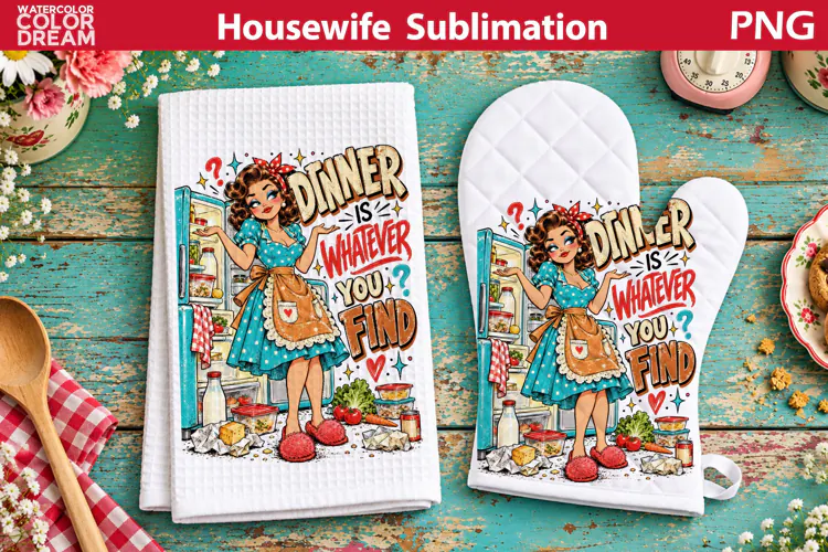 Funny Housewife Towel | Retro Housewife Sublimation