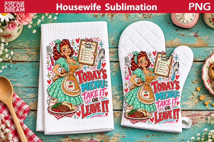 Funny Housewife Towel | Retro Housewife Sublimation