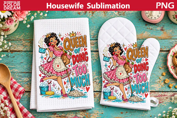Funny Housewife Towel | Retro Housewife Sublimation