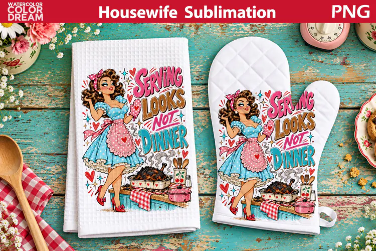 Funny Housewife Towel | Retro Housewife Sublimation