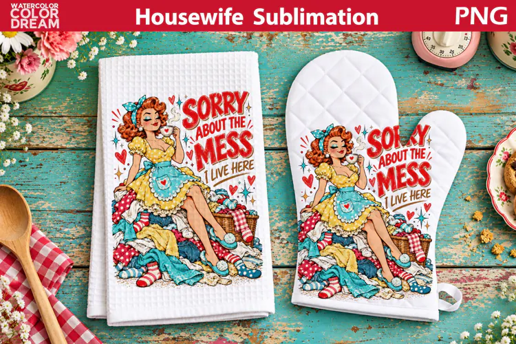 Funny Housewife Towel | Retro Housewife Sublimation