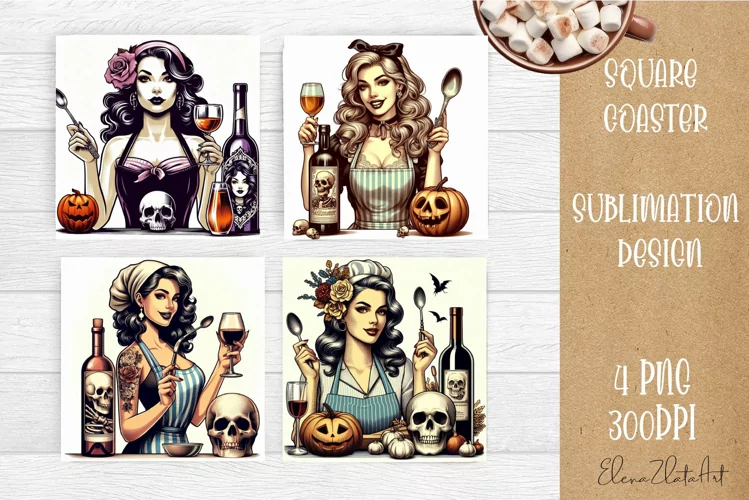 Housewives Halloween Sublimation Coaster | Square Coaster