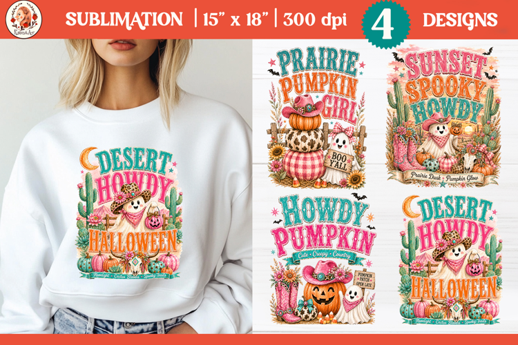 Western Preppy Girly Halloween Sublimation|Cowgirl Ghost