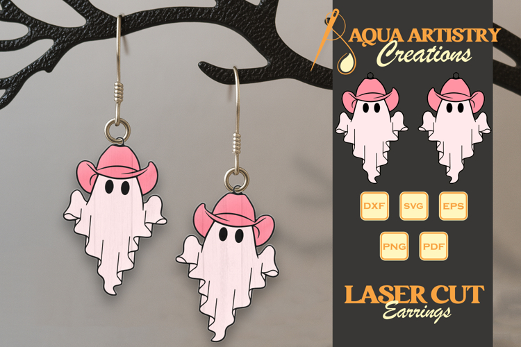 Howdy Boo Ghost Halloween Earrings Lasercut SVG