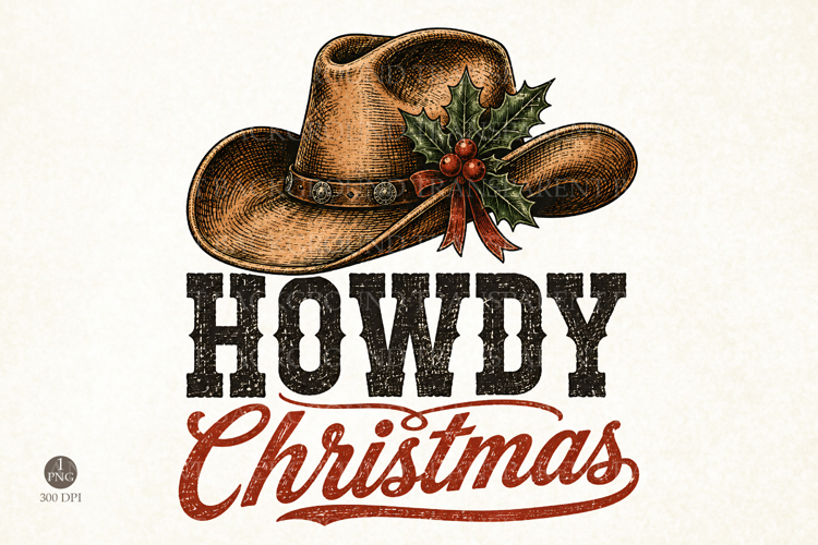 Howdy Christmas PNG, Western Christmas png