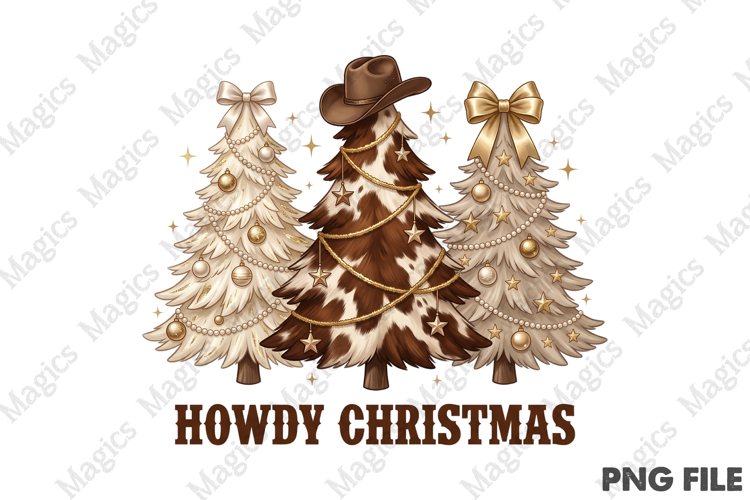 Howdy Christmas Tree Western PNG