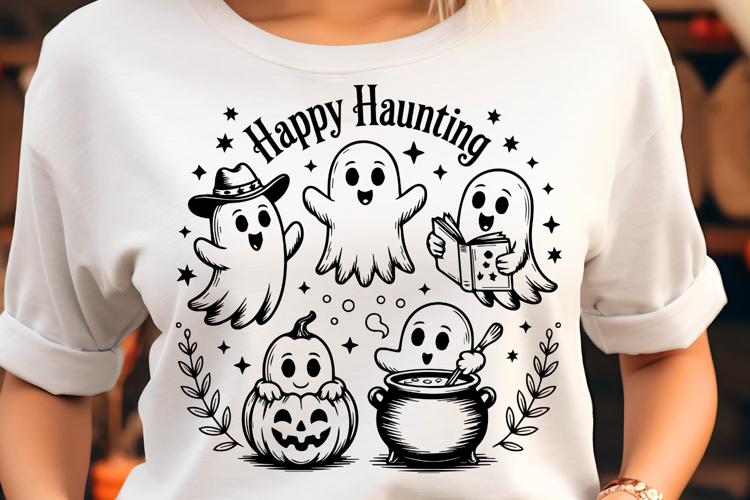 Cowboy Ghosts Happy Haunting SVG