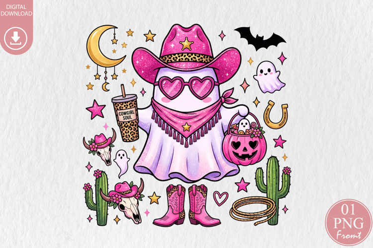 Howdy Halloween Ghost Sublimation, Cowboy Hat Cowgirl Ghost