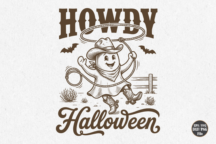 Howdy Halloween Ghost SVG,Cowboy Western Shirt Design