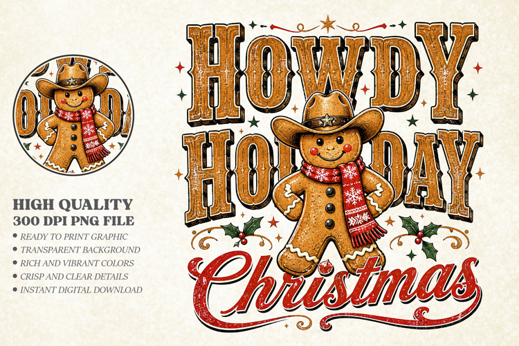 Howdy Holiday Christmas Ginger PNG - Cowboy Shirt Art