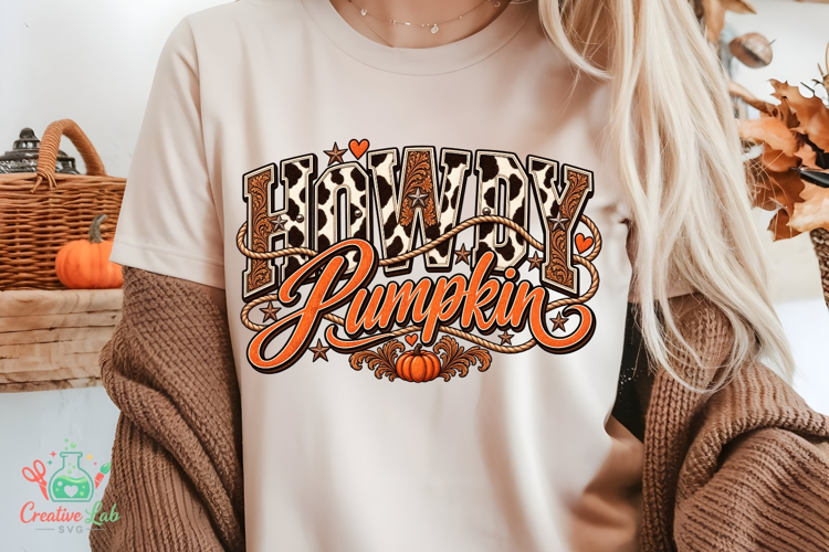 Howdy Pumpkin PNG - Western Cowgirl Fall Halloween Design