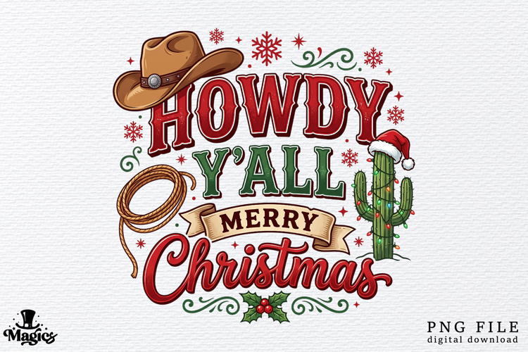 Howdy Y'all Merry Christmas Western Sublimation