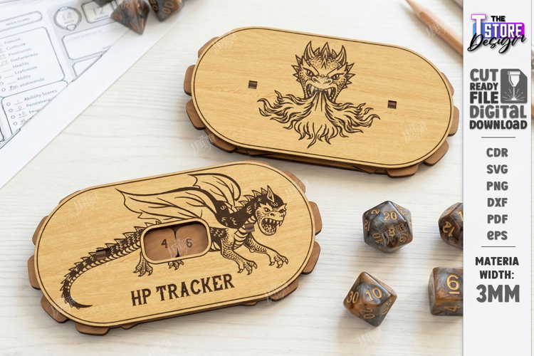 DND Health Point Tracker Laser Cut | HP Tracker Glowforge