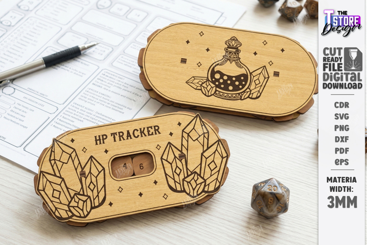 DND Health Point Tracker Laser Cut | HP Tracker Glowforge