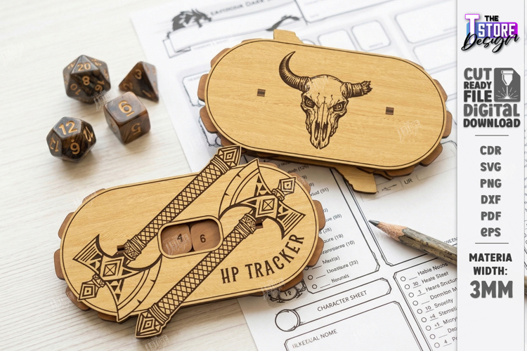 DND Health Point Tracker Laser Cut | HP Tracker Glowforge