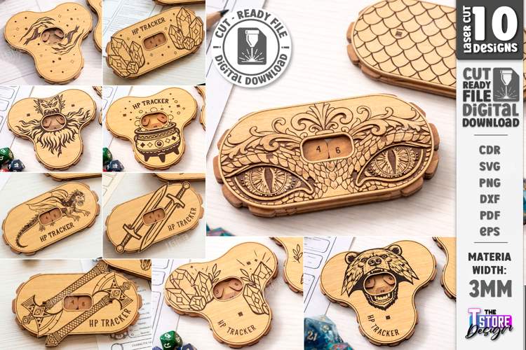DND Health Point Trackers Laser Cut | HP Tracker Glowforge