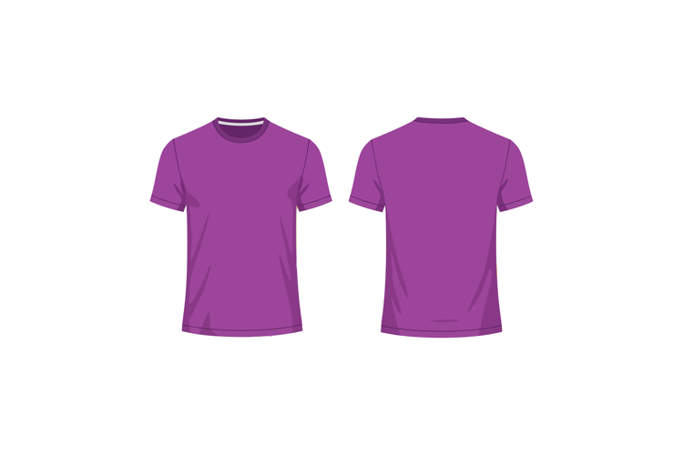 Purple T-shirt Front and Back View Vector Illustration for C