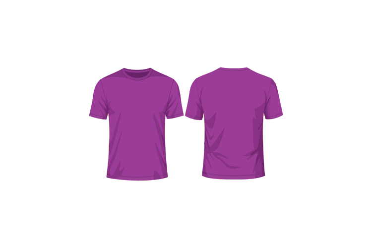 Purple T-shirt Front and Back View Vector Illustration for C