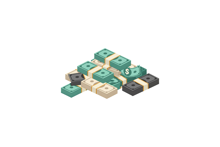 Stacks of bundled cash banknotes in green black and beige ve example image 1