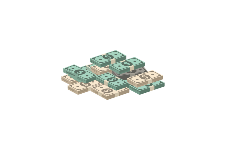 Stack of money bills in green and beige color vector illustr example image 1