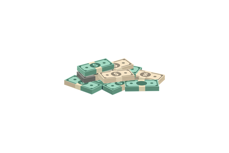 Stack of paper money bills in green and beige colors vector example image 1