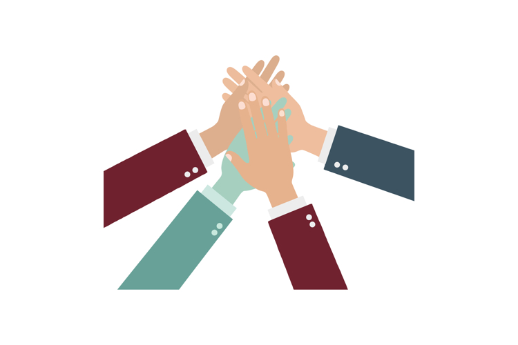 Human Hands Teamwork Collaboration Concept with Diverse Skin