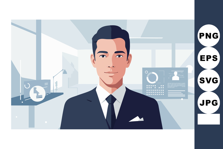 Businessman professional portrait with digital interface in