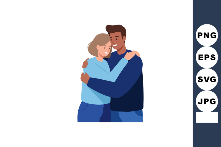 Loving couple hugging each other in casual clothes vector il