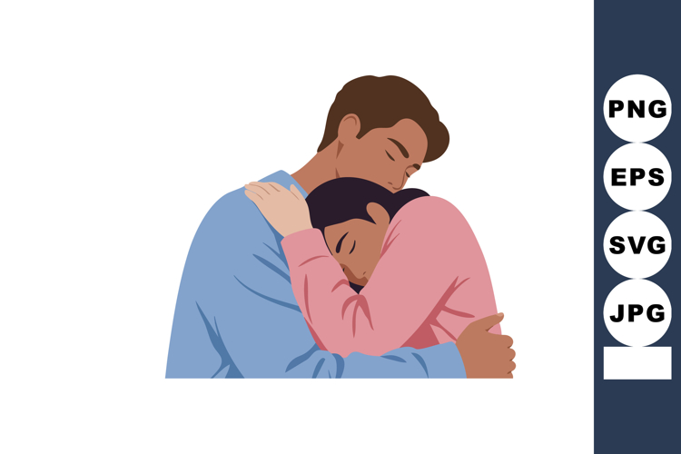 Couple Embracing Comfortably in Warm Clothing Showing Affect