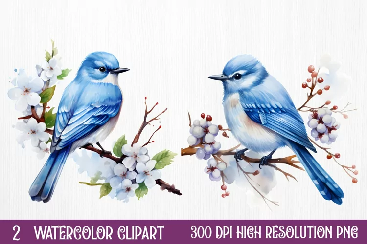Blue Christmas Watercolor Clipart Sublimation