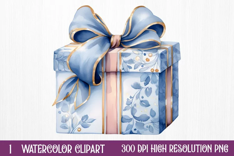 Blue Christmas Watercolor Clipart Sublimation