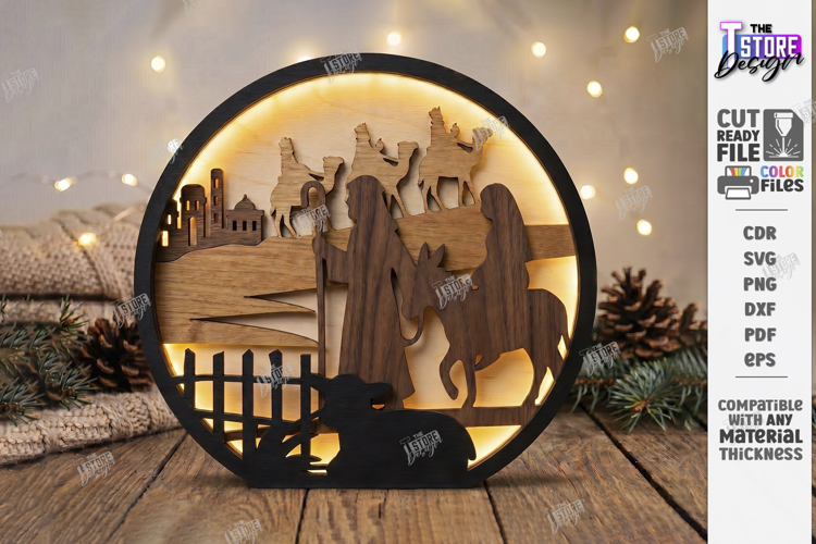 Christmas Night Light Laser Cut | 3D Layered Nativity Scene