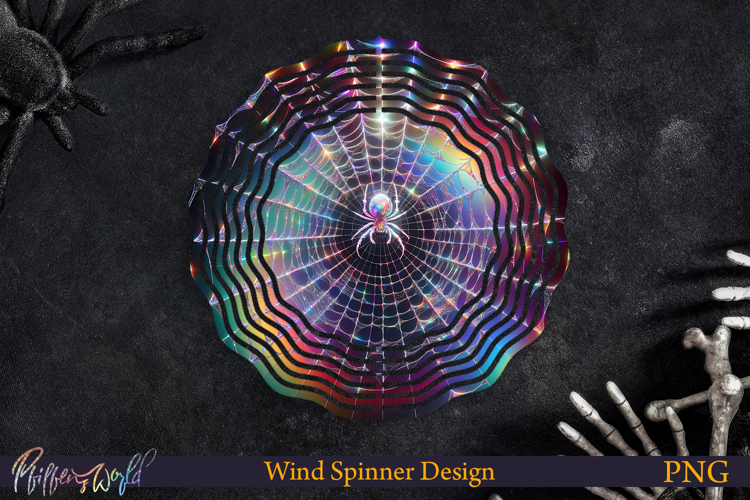 Halloween Wind Spinner | Holographic Design | Spiderweb