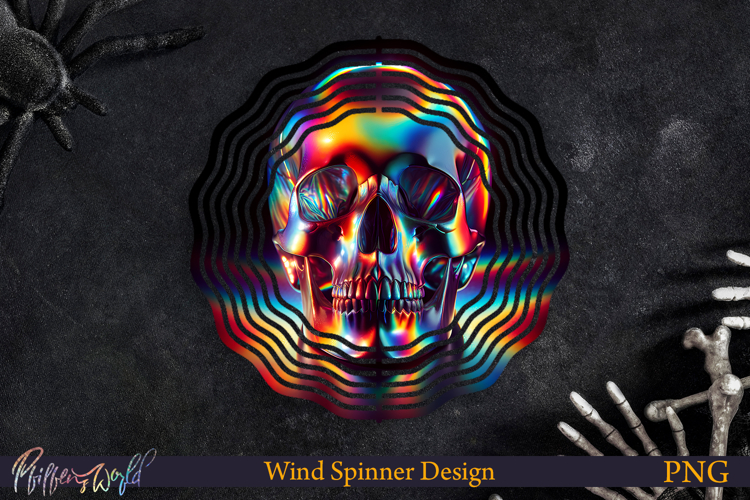 Halloween Wind Spinner | Holographic Design | Skull