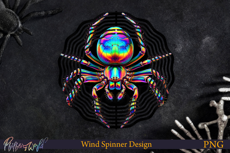 Halloween Wind Spinner | Holographic Design | Spider