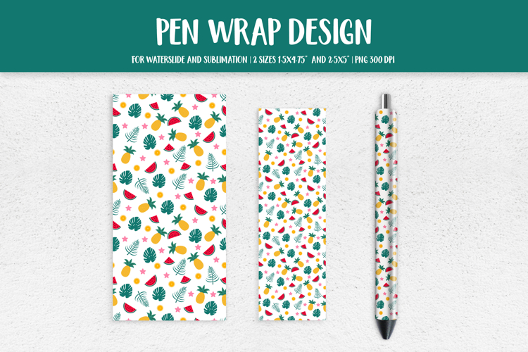 Tropical Pen Wrap Sublimation or Waterslide Design PNG HSP04