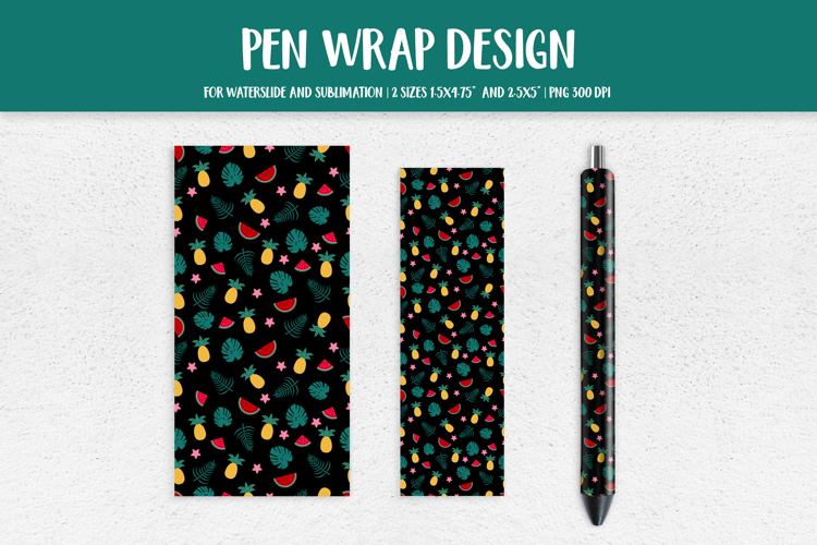 Tropical Pen Wrap Sublimation or Waterslide Design PNG HSP05