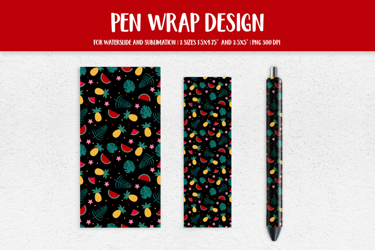Tropical Pen Wrap Sublimation or Waterslide Design PNG HSP06