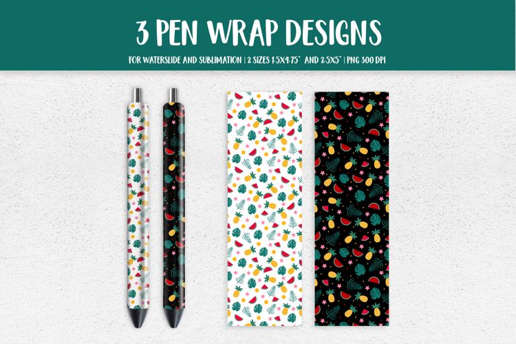 Tropical Pen Wrap Sublimation or Waterslide Design PNG HSP09
