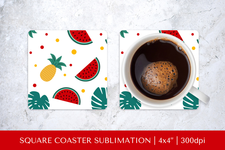 Tropical square coaster sublimation. Summer coaster PNG HS11