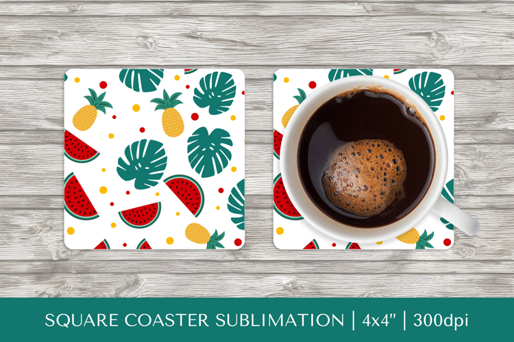 Tropical square coaster sublimation. Summer coaster PNG HS18