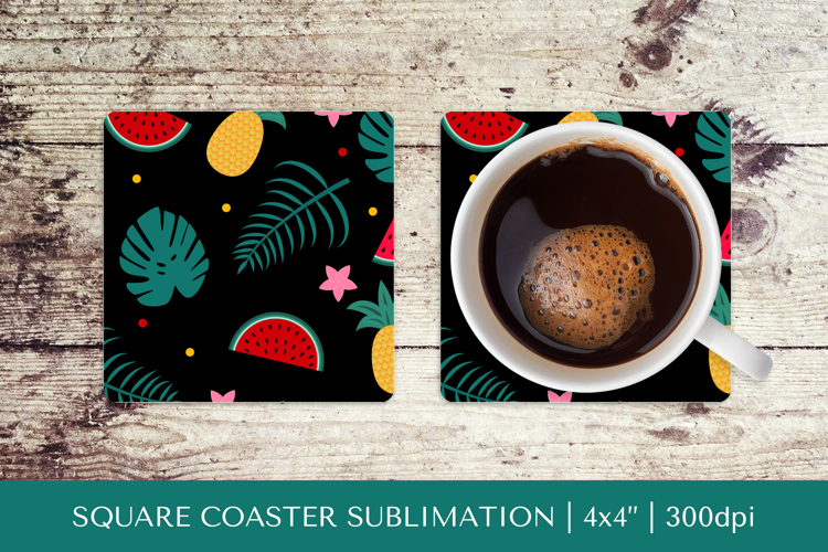 Tropical square coaster sublimation. Summer coaster PNG HS22