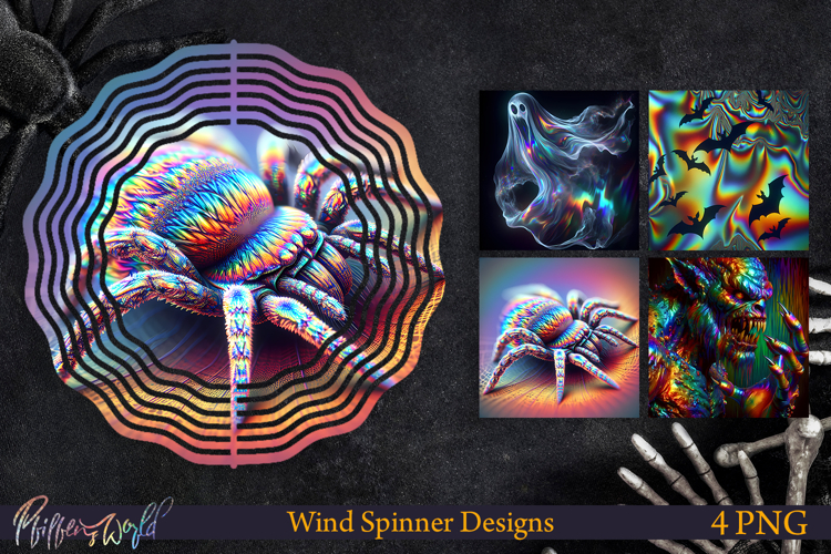 Halloween Wind Spinners | Holographic Designs | Spider