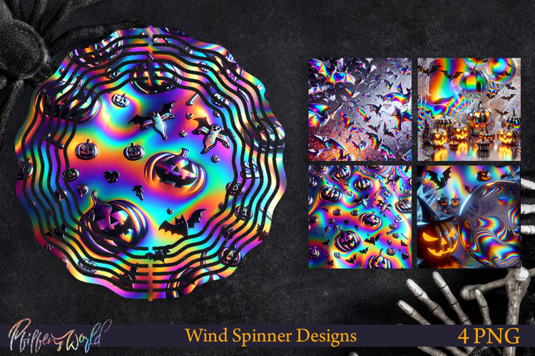 Halloween Wind Spinners | Holographic Designs | Evil Pumpkin