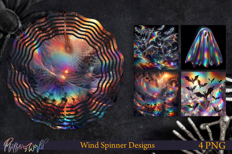 Halloween Wind Spinners | Holographic Designs | Spiderweb