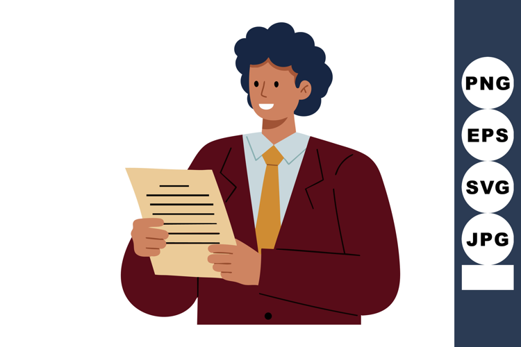 Businessman Holding Document Smiling Wearing Red Suit and Ye